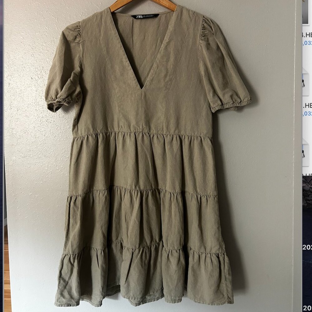 Zara Dusty Green Babydoll Dress